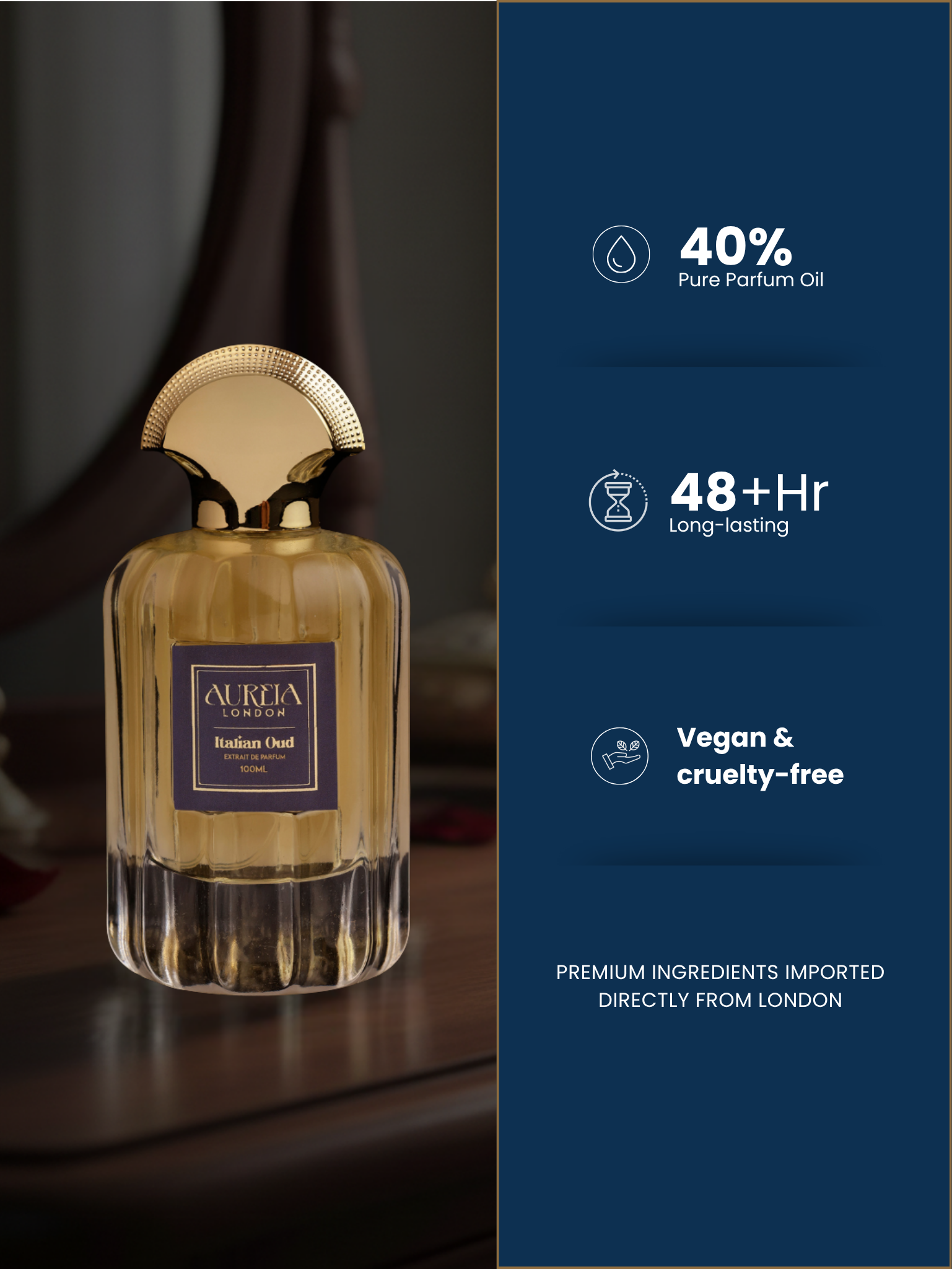 Italian Oud By Aureia London - 100ml Oil-Based | 48 Hours Long Lasting Extrait de Parfum