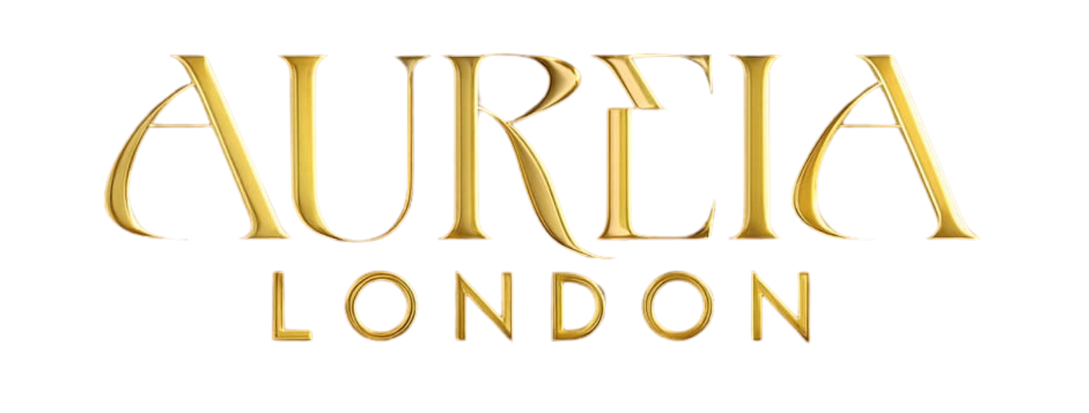 Gold 'Aurelia London' logo on a white background