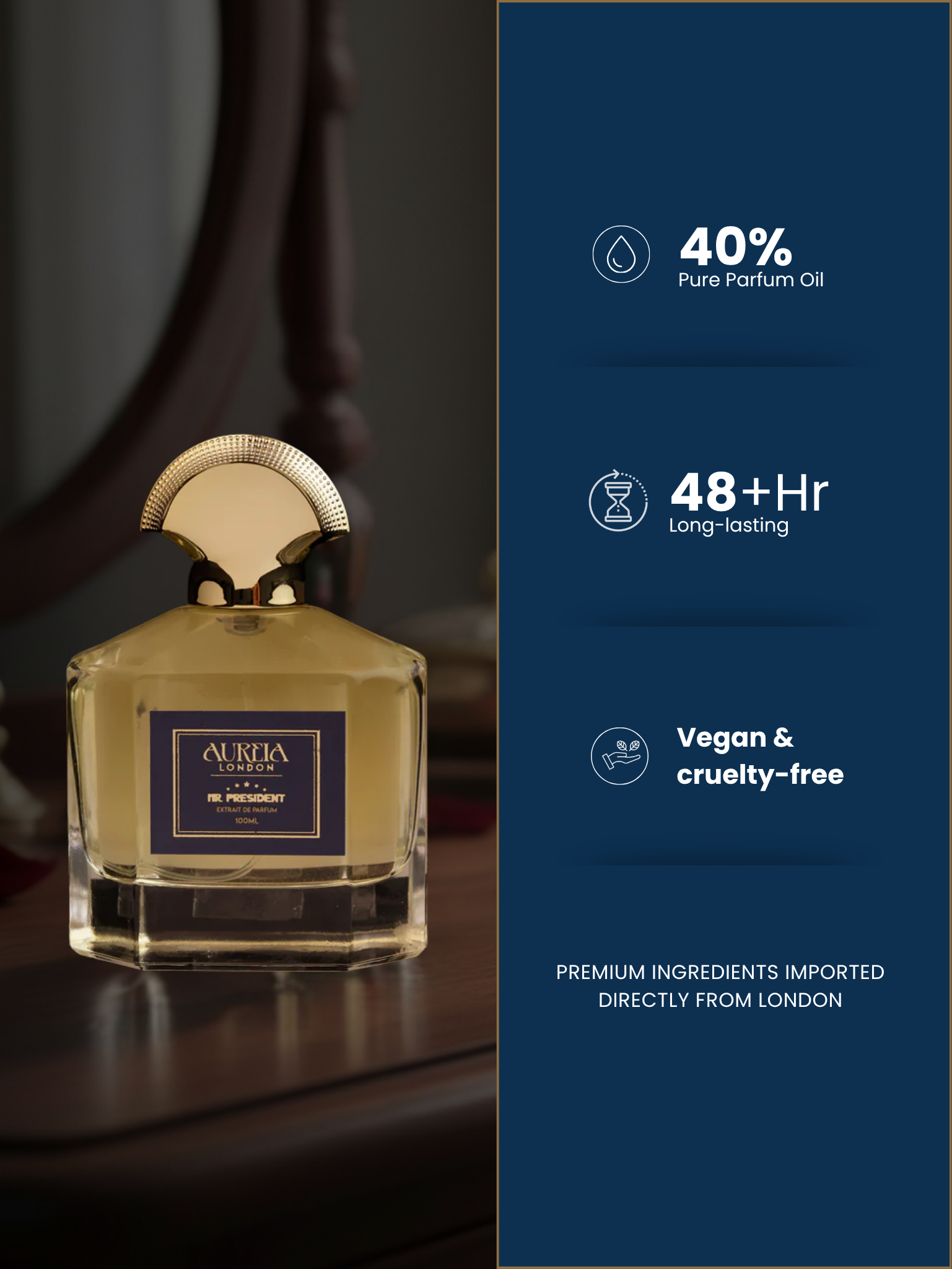 Mr President By Aureia London -  100ml Oil-Based | 48 Hours Long Lasting Extrait de Parfum
