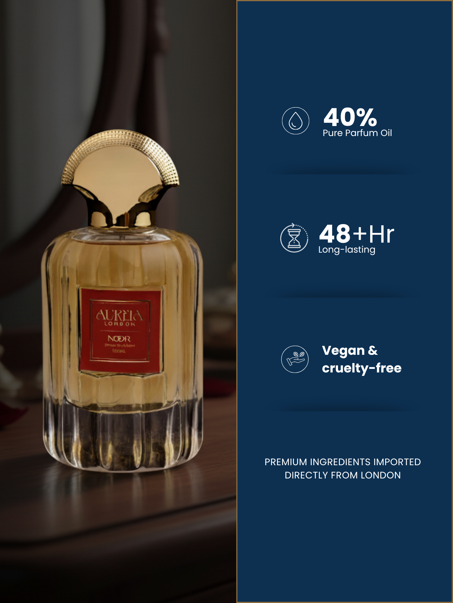 Noor By Aureia London - 100ml Oil-Based | 48 Hours Long Lasting Extrait de Parfum