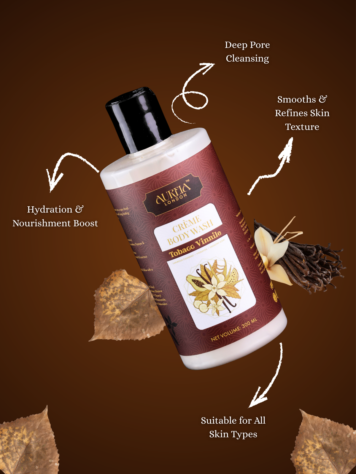 Tobacc Vinnile Crème Body Wash By Aureia London - 300ml Aureialondon