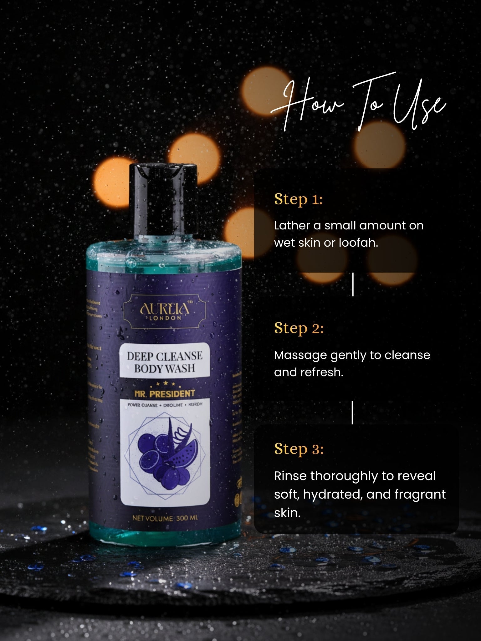 Mr President Deep Cleanse Body Wash By Aureia London - 300ml Aureialondon