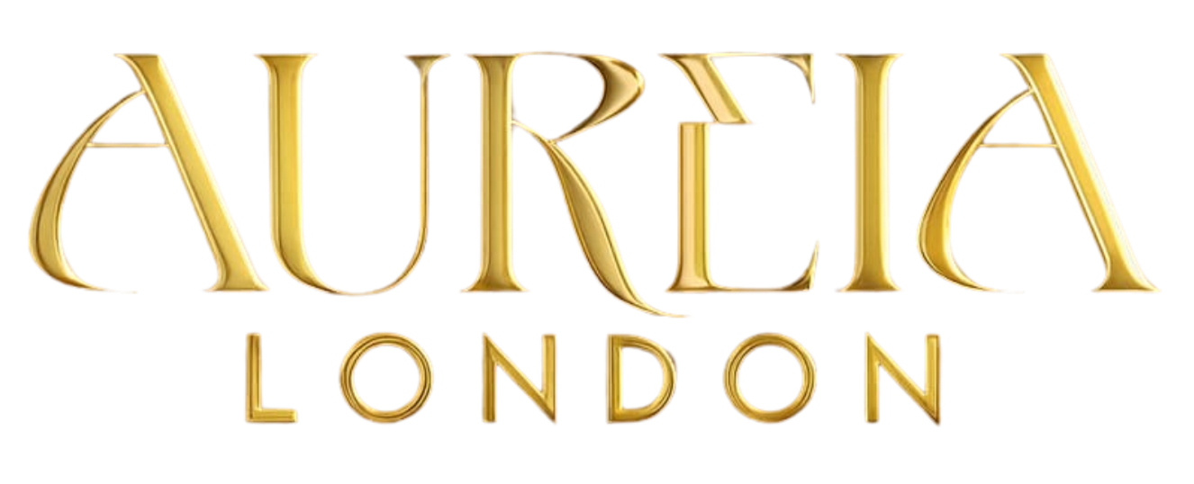 Gold 'Aurelia London' logo on a white background