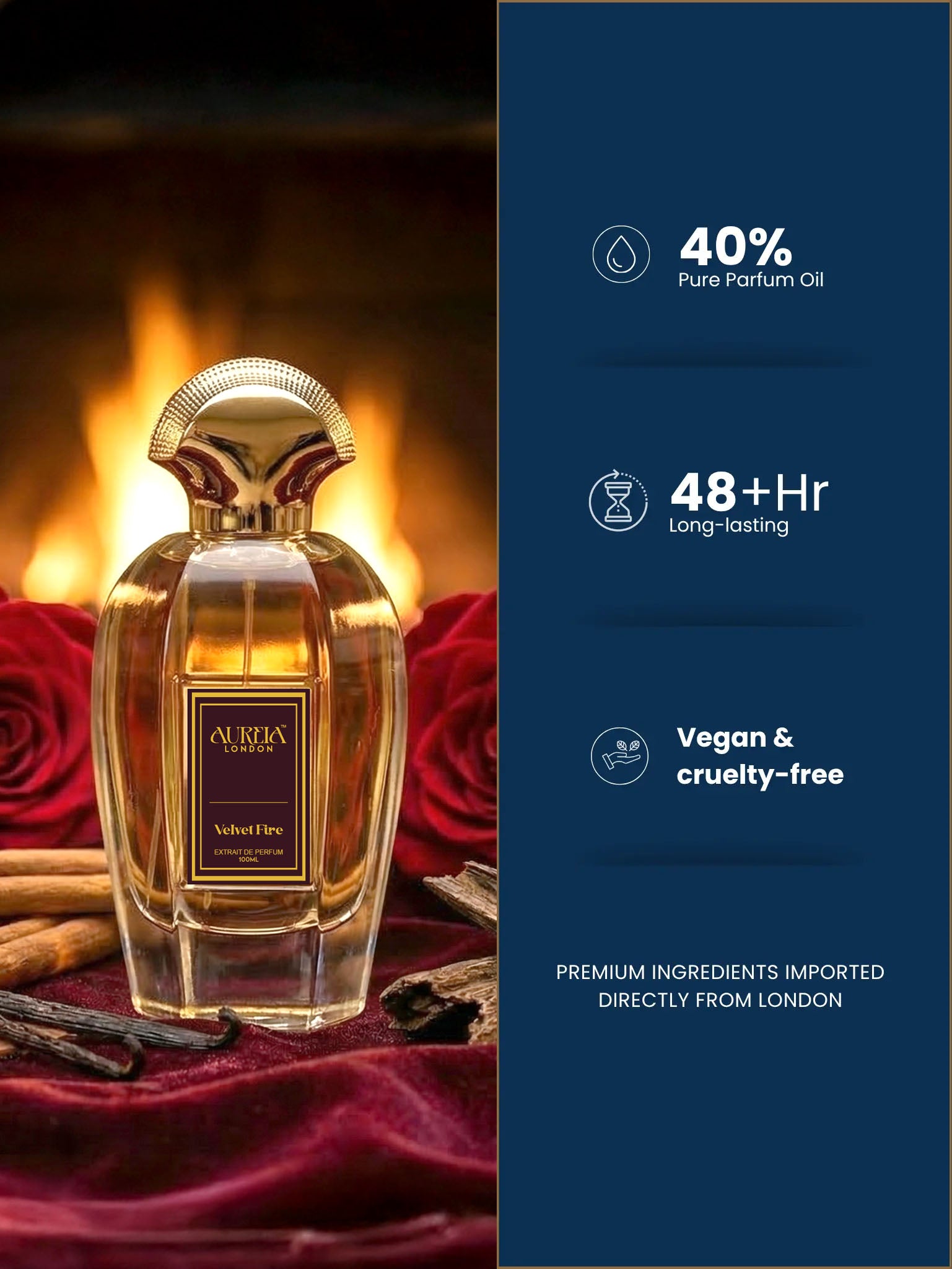 Velvet Fire By Aureia London | 48 Hours Long Lasting Extrait de Parfum